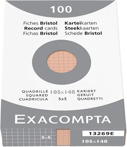 EXACOMPTA Karteikarten DIN A6 kariert orange 100 Karteikarten