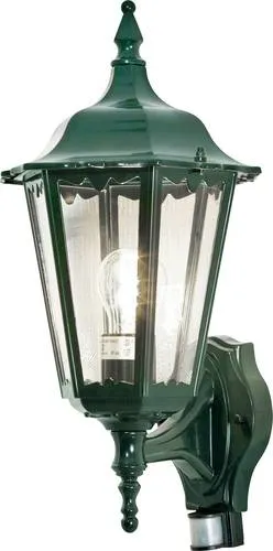 Wandleuchte Firenze, grün, klares Glas mit Bewegungsmelder in grün von Konstsmide