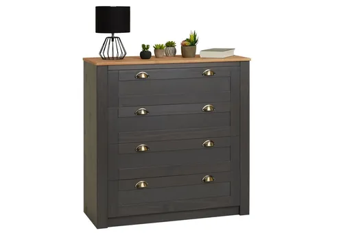 IDIMEX Kommode BOLTON, 4-Schubladen Kommode aus Kiefer - Schubladenkommode aus massivem Kiefernholz, bietet viel Stauraum und verleiht Ihrem Zuhause mit ihrem modernen Landhausstil und natürlichen Holzmaserung einen stilvollen Akzent.