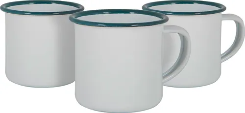 Argon Ta Weiße Emaille-Espressotassen - Stahl Outdoor-Camping-Tee-Kaffeetasse - 130ml - Grün - Packung mit 6