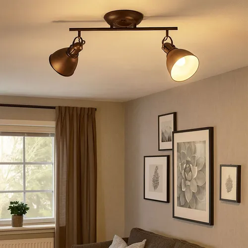 Deckenstrahler 2-flammig rostfarben - Moderne Deckenleuchte aus Metall mit beweglichen Spots, ideal zur individuellen Ausleuchtung Ihres Wohnraums. Perfekt für gemütliche Atmosphäre und stilvolles Design.