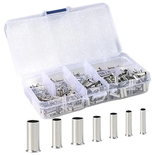 Stück unisolierte Stoßverbinder Sortiment Kit, elektrische Aderendhülsen, Quetschverbinder, Kupferklemmen Verzinnt für Elektrische Spleißprojekte, 0,5/0,75/1,0/1,5/2,5/4,0/6,0mm² 650