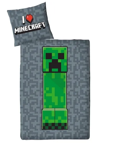 Bettwäsche 135x200 Flanell Minecraft in grün von MTOnlinehandel
