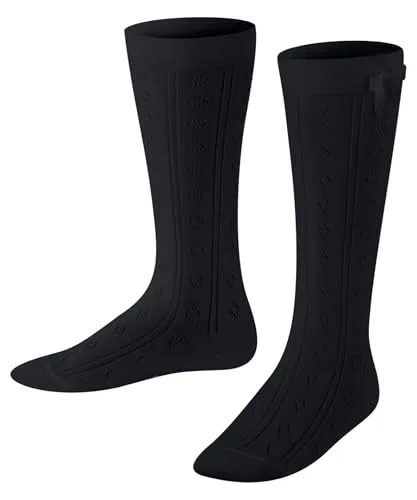 FALKE Unisex Kinder Kniestrümpfe Ajour K Kh Baumwolle lang gemustert 1 Paar, Blau Dark Navy 6370, 27-30