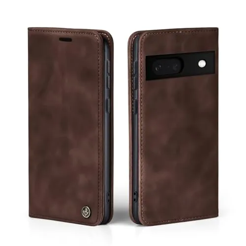 LBH Handyhülle für Google Pixel 7a in Dunkelbraun mit Karten- und Geldfach Smartphone Hülle mit Standfunktion Flip Case Schutzhülle Magnetverschluss Vintage