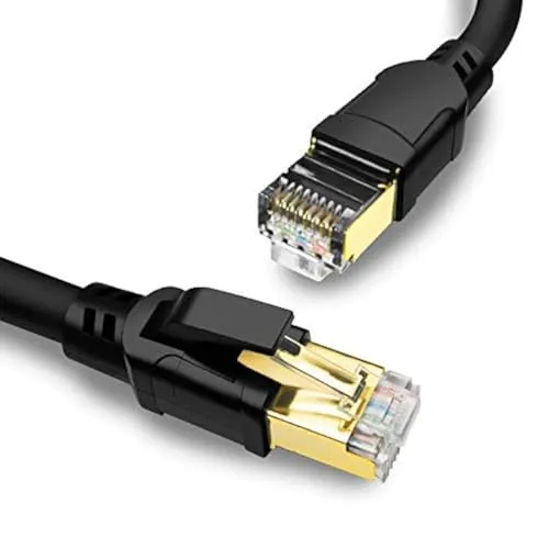 Yauhody Cat 8 Lan Kabel 20meter, Ethernet Kabel Lang 40Gbps 2000MHz S/FTP Netzwerkkabel 20m Gigabit Internet Kabel RJ45 Patchkabel für Router, Modem, TV, PC, Switch, PS5, Laptop (Schwarz)