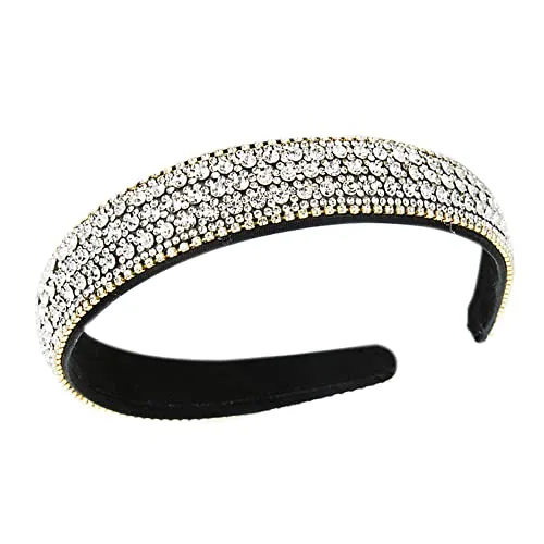 1Pcs Strass Stirnbänder Glitter gepolstertes Haar Zubehör Kristall verschönert Perlen Haar Bands breite Kopfbedeckung für Frauen Mädchen