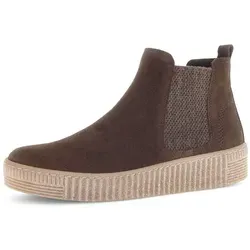 GABOR Chelseaboots Damen, Gr. 40, dunkelbraun - Sportliche Chelseaboots aus hochwertigem Kalbsveloursleder mit Plateauabsatz (3,5 cm) und Gabor BEST FITTING für optimalen Komfort. Ideal für Wanderungen und den Alltag.