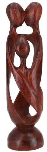 GURU SHOP Holzfigur, Statue, Deko Objekt Feng Shui 30 cm - Familie/Dunkelbraun