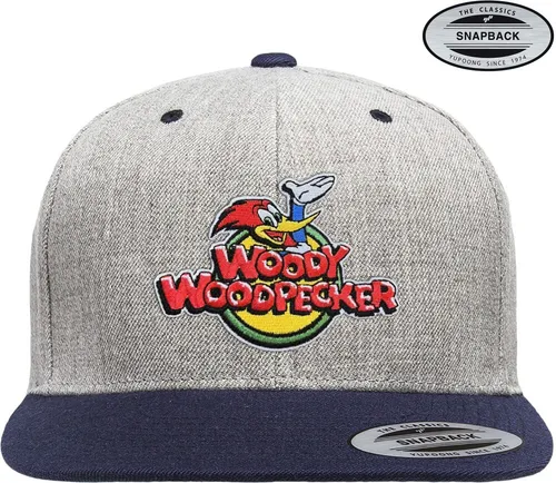 Woody Woodpecker Classic Logo Snapback Cap in Heather-Grey-Navy