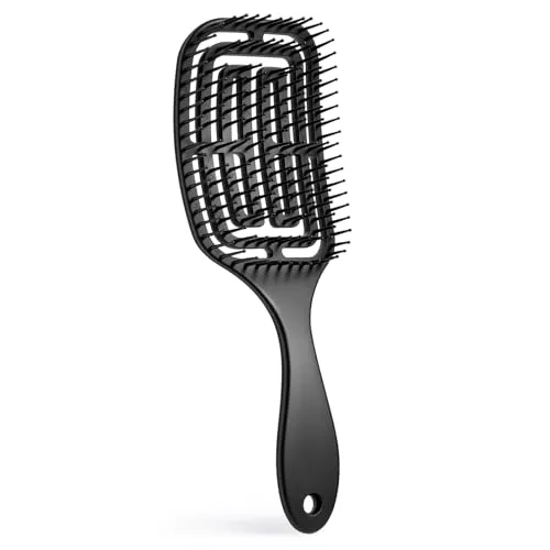 Brencco Haarbürste ohne Ziepen, Curly Hair Brush, Professioneller Gebogener, Belüfteter Anti-Zug-Bürste, Entwirrbürste für Locken & Lange Haare