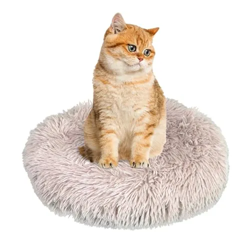 DEFACTO Hundebett, Hundekissen in Leinenoptik, Hundekorb, erhöhte Ränder, rutschfeste Unterseite Dia (Beige, Gr.S - 50 cm x 50 cm)