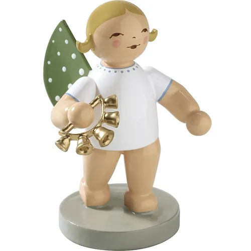 Wendt & Kühn Engel mit Glockenkranz, 650/73 - Figuren, Skulpturen & Statuen - Kunstvoll bemalter Elfpunkteengel aus feiner deutscher Handarbeit, ideal als Weihnachtsgeschenk und Sammlerstück für jedes Zimmer.