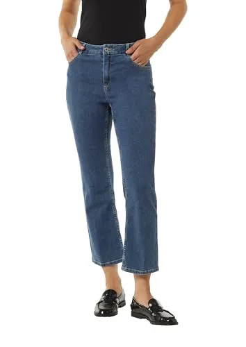 comma Jeans - Ausgestellte Damen-Jeans - Damen-Jeanshosen mit Gürtelschlaufen, Mid Rise und 5-Pocket-Form für eine stilvolle Passform mit Bügelfalten.