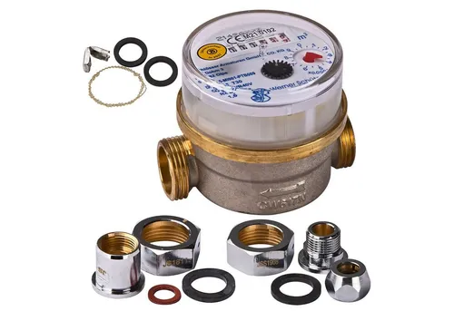 Schlösser Kaltwasserzähler Waschtischzähler Qn 1,5, Q³ 2,5 DN15 AG 3/8