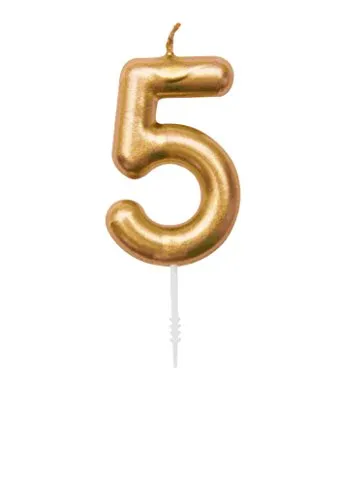 Zahlenkerze 5, Gold von Rico Design