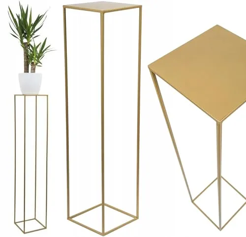 HowHomely Blumenständer Metall Gold 100 cm Hoch - Solider und Robuster Blumenhocker Metall - Pflanzenständer für die Dekoration in Wohnzimmer Schlafzimmer oder Büro