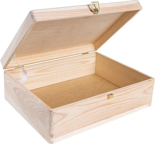 Creative Deco Holzkiste Natur mit Deckel und Schloss - Kiste aus hochwertigem Holz, ideal zur Aufbewahrung von Erinnerungen und persönlichen Schätzen, unlackiert und umweltfreundlich.
