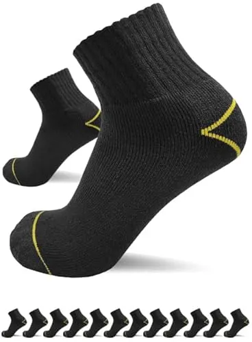 sogzz Arbeitssocken Quarter Socken Herren kurz | 12 Paar | Arbeit Sneaker Socken halbhoch, Kurzsocken, 75% Baumwolle, Arbeitersocken z.B. für Arbeitsschuhe, Work Socks, 43-46, Schwarz/Schwarz