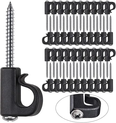 BeneLabel 40er Schraubhaken Lichterkette Hake Zum Einschrauben für Outdoor-Garten Hängende Pflanze, String Draht, Tassen, Küchenutensilien, 4.8cm / 26lbs, Schwarz