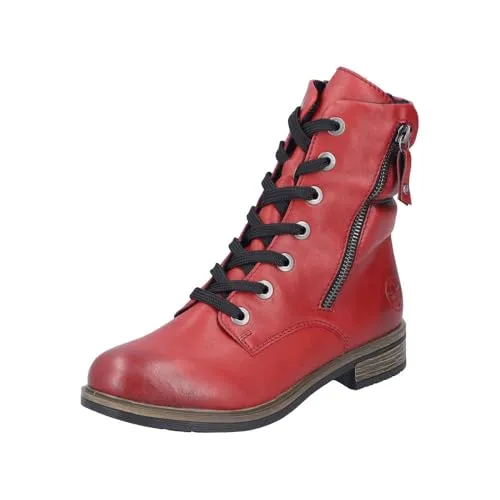 Rieker Damen 72212 Schnürstiefel in Rot, Größe 36 EU - Wanderschuhe mit weicher Decksohle für optimalen Komfort bei jedem Schritt.
