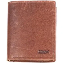 Leder Geldbörse 10x12x2,5cm - Braun - Portemonnaie im Hochformat mit RFID-Schutz, 8 Kartenfächern und praktischem Reißverschlussfach für sicheren Transport.