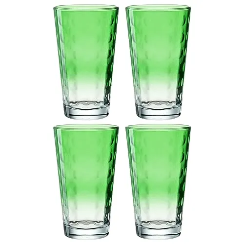 Leonardo OPTIC Longdrinkbecher XL 540ml - Hellgrün - Longdrinkgläser im 4er Set, 540ml Fassungsvermögen, spülmaschinenfest und robust. Perfekt für Gartenpartys oder den täglichen Gebrauch, stilvolles Design mit praktischem Punkte-Relief.