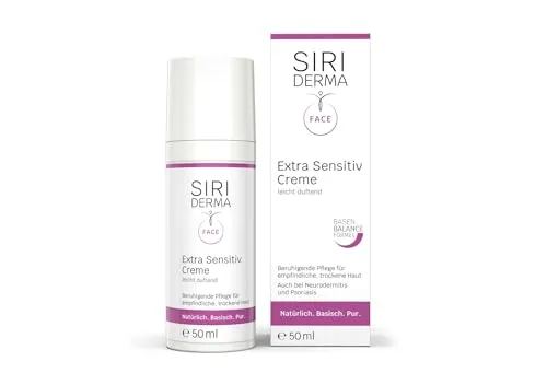 SIRIDERMA Extra Sensitiv Creme | Basische Gesichtscreme für sensible, sehr trockene Haut | Auch bei Neurodermitis, Psoriasis (leicht duftend, 50 ml)