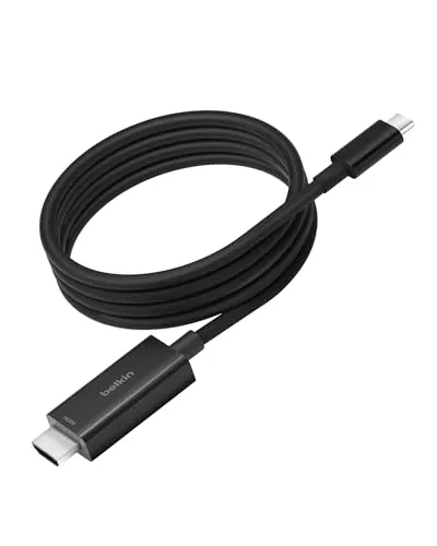 Belkin USB-C-auf-HDMI 2.1-Kabel 2m - HiFi-Kabel für 8K bei 60 Hz und 4K bei 144 Hz, robust und perfekt für Streaming von geschützten Inhalten auf Macbook und iPad Pro.