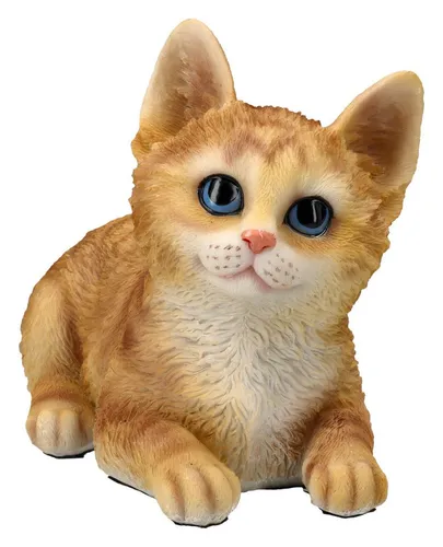 Figuren Shop GmbH Tierfigur Katze Dekofigur – orange getigertes Kätzchen Statue handbemalt 14 cm