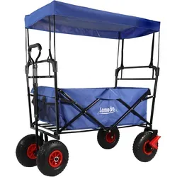 Faltbarer Bollerwagen mit Dach, blau, 120 kg Tragkraft - Bollerwagen für vielseitige Anwendungen, mit abnehmbarem Dach zum Schutz vor Sonne und Regen. Ideal für Camping, Strand oder Einkäufe – robust, platzsparend und leicht zu transportieren.