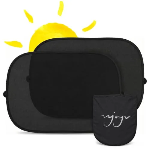 Sonnenschutz Auto Baby 2er Set, Autosonnenschutz Seitenscheiben mit UV Schutz UPF für Kinder, Hunde, Katzen u. Haustiere, Faltbare Sonnenblende mit Saugnäpfen, PKW Verdunkelung, Hitzeschutz mit Tasche