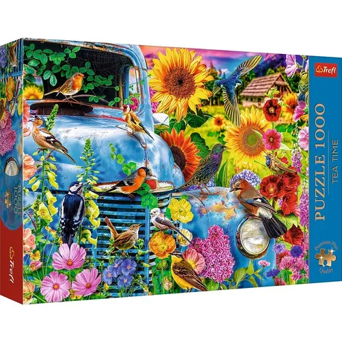 Trefl 10848 Puzzle Tea Time - 1000 Teile, nostalgisches Bild eines antiken Autos, inkl. Poster und umweltfreundlich produziert