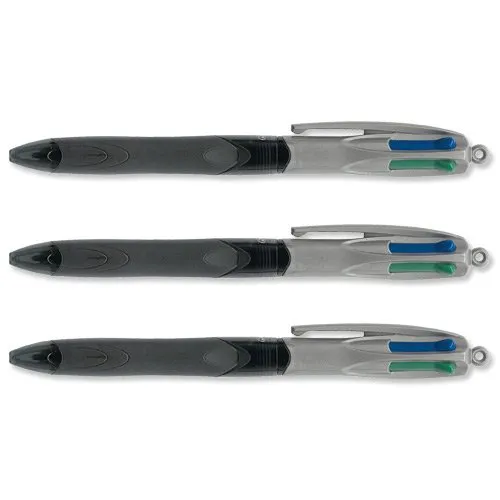 BIC 4 Colours Grip - 4-Farben Kugelschreiber Set, 12er Pack mit gummierter Griff-Fläche für hohen Schreibkomfort und schnelle Farbauswahl