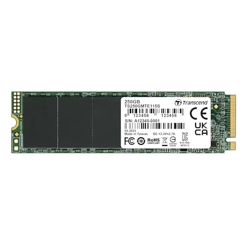 Transcend 115S M.2 SSD - 250 GB - Festplatten mit blitzschnellem Zugriff und schneller Datenübertragung für optimierte Systemleistung und reibungsloses Gaming.