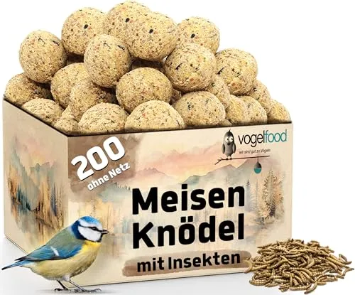 Vogelfood Meisenknödel mit Insekten – 18 kg Ganzjahresfutter - Hochwertige Meisenknödel mit ausgewählten Saaten und Fetten, ideal für die kalte Jahreszeit. Unterstützen Sie heimische Vogelarten und genießen Sie ein lebendiges Naturschauspiel in Ihrem Garten!