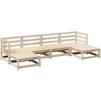 vidaXL 6-tlg. Garten-Sofagarnitur aus massivem Kiefernholz - Braun - Entspanne stilvoll im Freien mit dieser robusten Garten-Sofagarnitur. Das modulare Design ermöglicht individuelle Gestaltung, während die atmungsaktive Sitzfläche für Komfort sorgt. Ideal für Garten, Terrasse oder Innenhof.