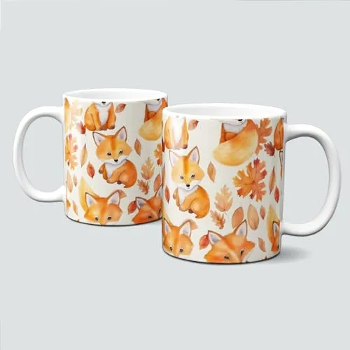 online-hut - Tasse - Kaffeebecher - Lieblingstasse - mit Füchsen & herbstlichen Blättern - LT-325