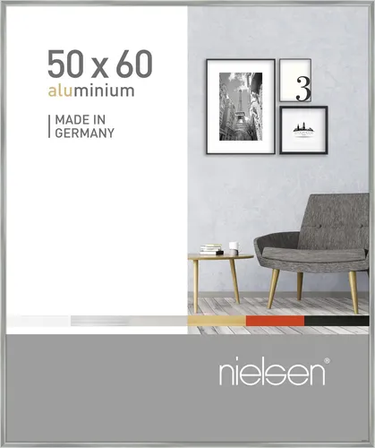 Bilderrahmen PIXEL BH 50x60 cm silber - Eleganter Fotorahmen aus Aluminium in Silber, ideal für Ihre Lieblingsbilder und perfekt für jeden Wohnraum.