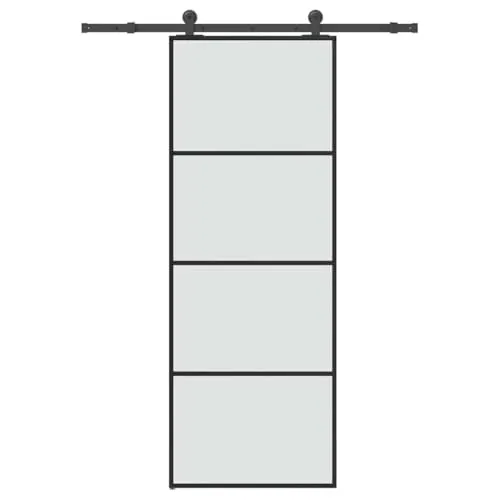 vidaXL Schiebetür mit Beschlag 76x205 cm aus ESG-Glas & Aluminium - Schiebetür für Innenräume, platzsparend und modern, mit langlebigem ESG-Glas und korrosionsbeständigem Aluminiumrahmen.