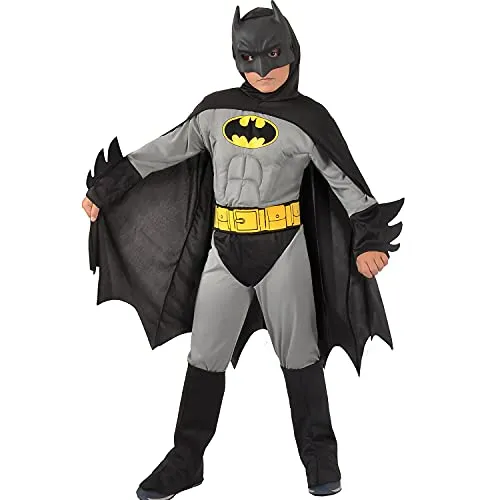 Batman Kostüm The Dark Night Schwarz Grau für Kinder 10-12 Jahre Fasching Karneval