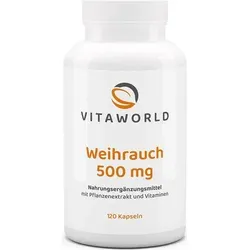 Vitaworld Weihrauch 500 mg | 120 Kapseln | Original Boswellin® Extrakt mit 350 mg Boswellinsäure pro Kapsel | vegan