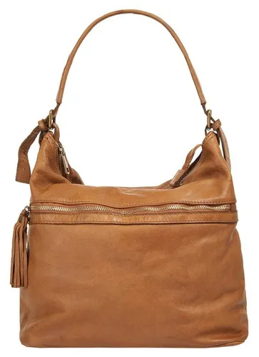 Shopper SAMANTHA LOOK, Damen, cognac, echtes Leder, Made in Italy - Umhängetasche aus 100% Rindleder im angesagten Vintage Look, ideal für Alltag und Freizeit. Mit verstellbarem Schulterriemen und praktischem Reißverschlussfach.