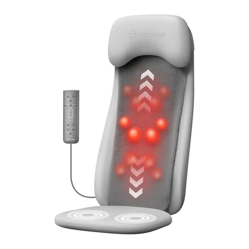 COMFIER Shiatsu Massagesitzauflage mit Wärme, Deep Tissue Kneten Stuhl Massagegerät mit Vibration, 2D/3D Shiatu Rückenmassage, Voller Rücken Massagematte, für zu Hause & das Büro