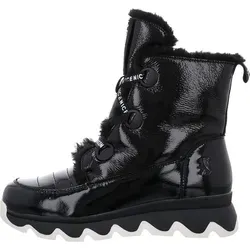 2 Go Shoe Damen Boots in Schwarz, Gr. 37 - Wanderschuhe mit glänzendem Leder, praktischer Schnürung und Reißverschluss. Der leichte Keilabsatz sorgt für Komfort, während die profilierte Gummisohle exzellente Trittsicherheit bietet.