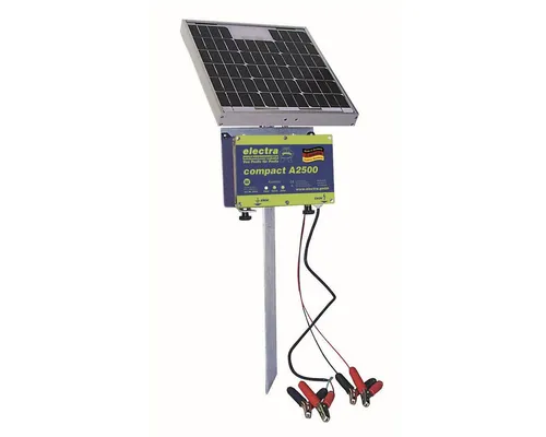 Electra Solar-Set S2510 - Umweltschonendes Weidezaungerät - Weidezaungeräte: Umweltfreundliches Solar-Elektrozaungerät mit einfacher Montage, 12V-Akku und Microprozessortechnologie für maximale Effizienz.