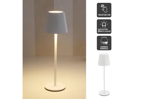 HAC24 LED Nachttischlampe XL Metall Akku Tischleuchte Schreibtischlampe Tischlampe, LED fest integriert, Warmweiß, Kaltweiß, Neutralweiß, Höhe 37 cm mit Touchfunktion 3 Weisstöne Aufladbar Dimmbar