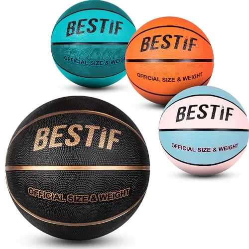 BESTIF Basketball Größe 5/7 Ball für Kinder Erwachsene Basketbälle NBA Training | Bälle für Indoor und Outdoor (7, Schwarz - Gold)