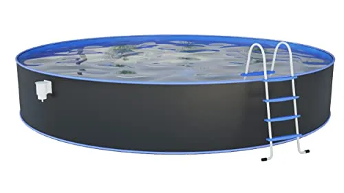 Steinbach Stahlwandpool Set Nuovo – Ø 550 x 120 cm – Runder Pool in Grau - Swimmingpool für die ganze Familie: Bis zu 25.600 l Wasserinhalt, winterfeste Innenfolie und umfangreiches Zubehör für unvergesslichen Badespaß.