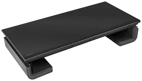 LogiLink Monitorständer BP0140, breitenverstellbar mit Smartphone und Tablethalter - Ergonomischer Monitorständer, individuell einstellbar für optimale Sitzhaltung, mit Ablagemöglichkeiten für Tastatur und Utensilien. Tragkraft bis 25kg, aus robustem Kunststoff und Metall.